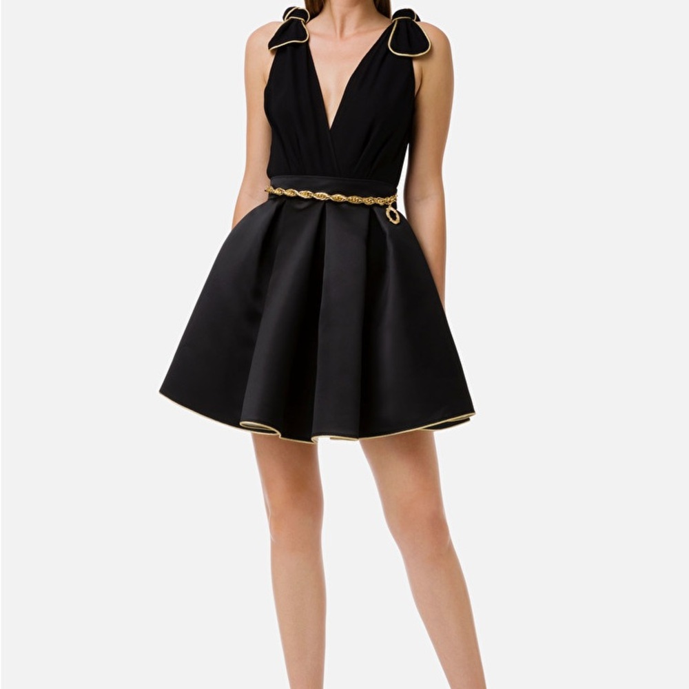 Elisabetta Franchi Georgette & Satin Dress Size S